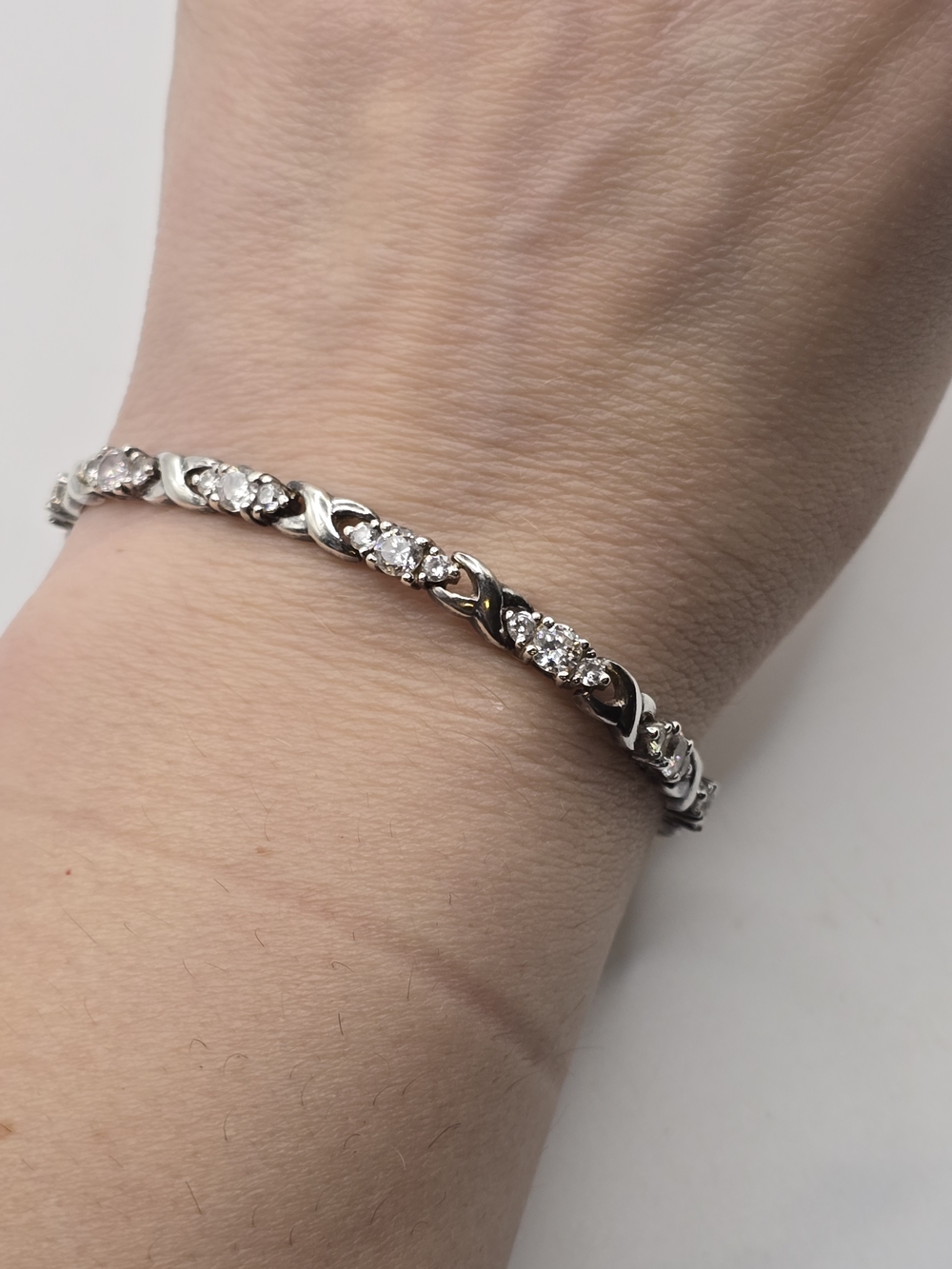 Vintage BJ Bergio Sterling Silver X O Tennis Bracelet 7in